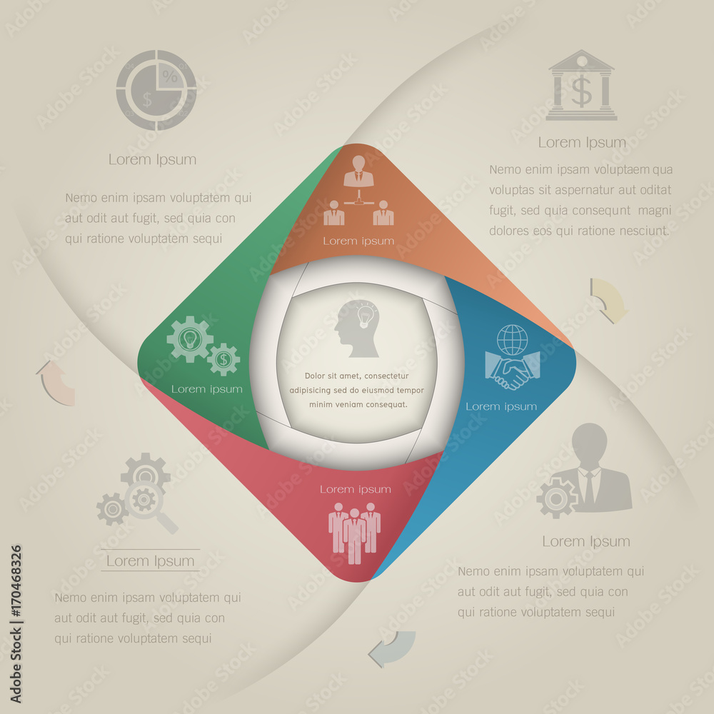 Vector circle infographic 4 options with high quality business icons ...