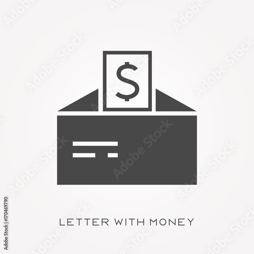 Silhouette icon letter with money