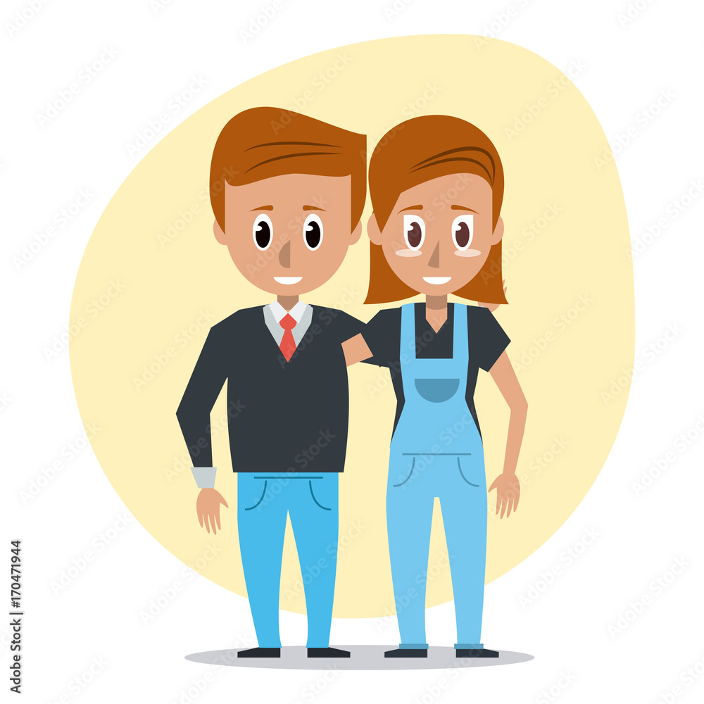 young couple of friends icon vector illustration graphic design