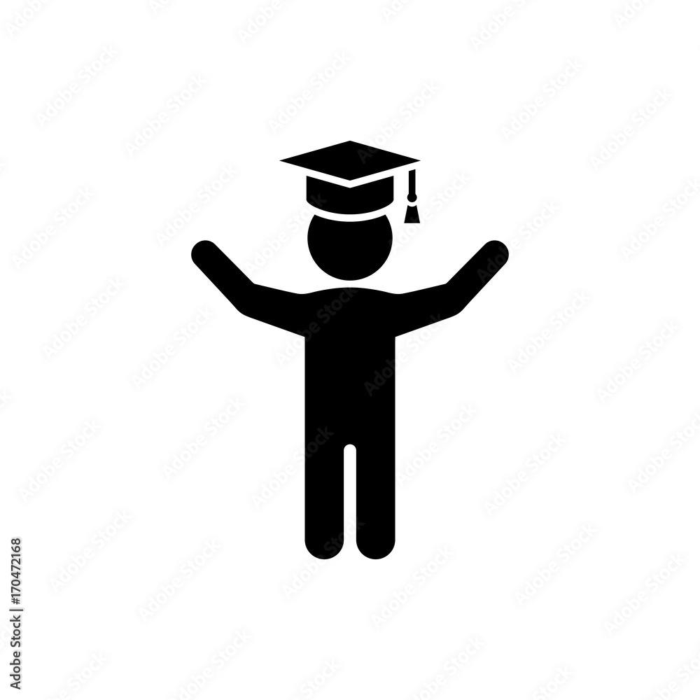 graduation student icon on white background Stock Vector | Adobe Stock