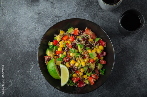  Avocado, quinoa, bean, corn and bell pepper salad