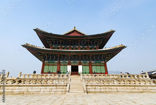 Gyeongbukgung palace also known as Gyeongbokgung Palace or Gyeongbok Palace, was the main royal palace of the Joseon dynasty. Located in Seoul, South Korea its a popular tourist attraction in Seoul. photo