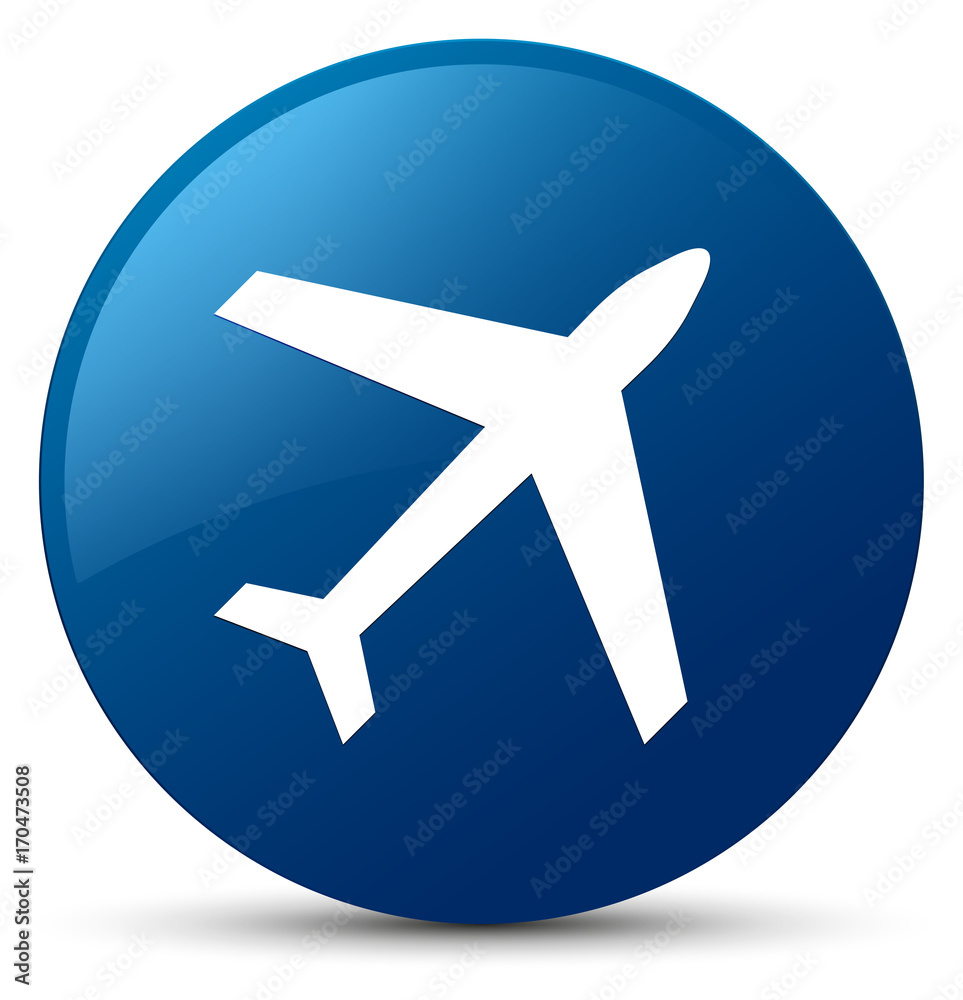 Plane icon blue round button