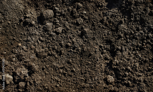 Closeup Black color soil texture