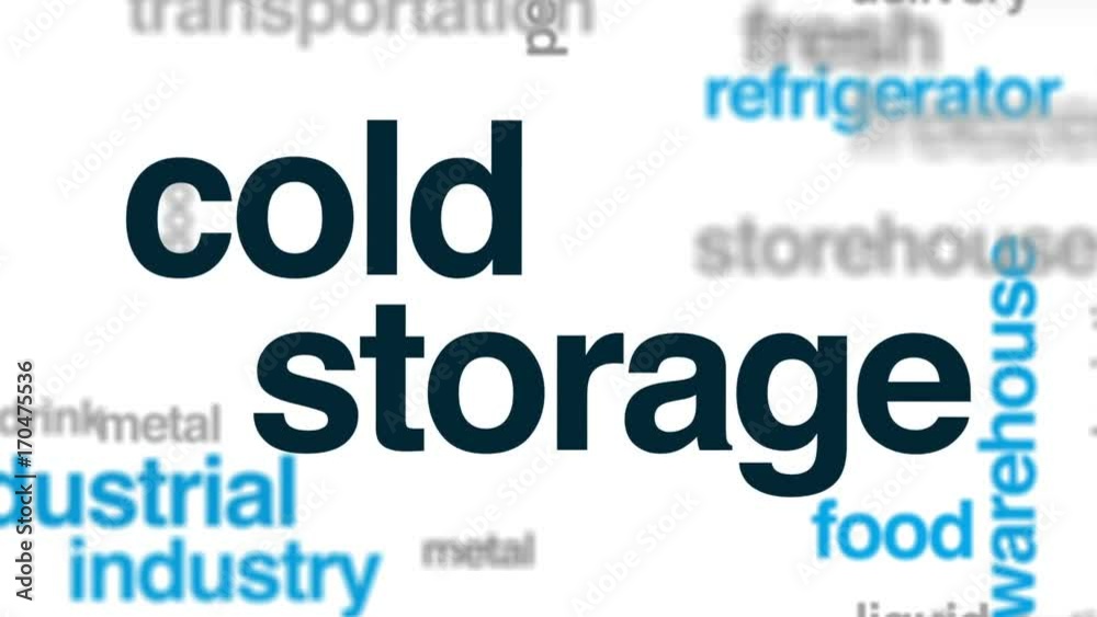 Cold storage animated word cloud, text design animation.