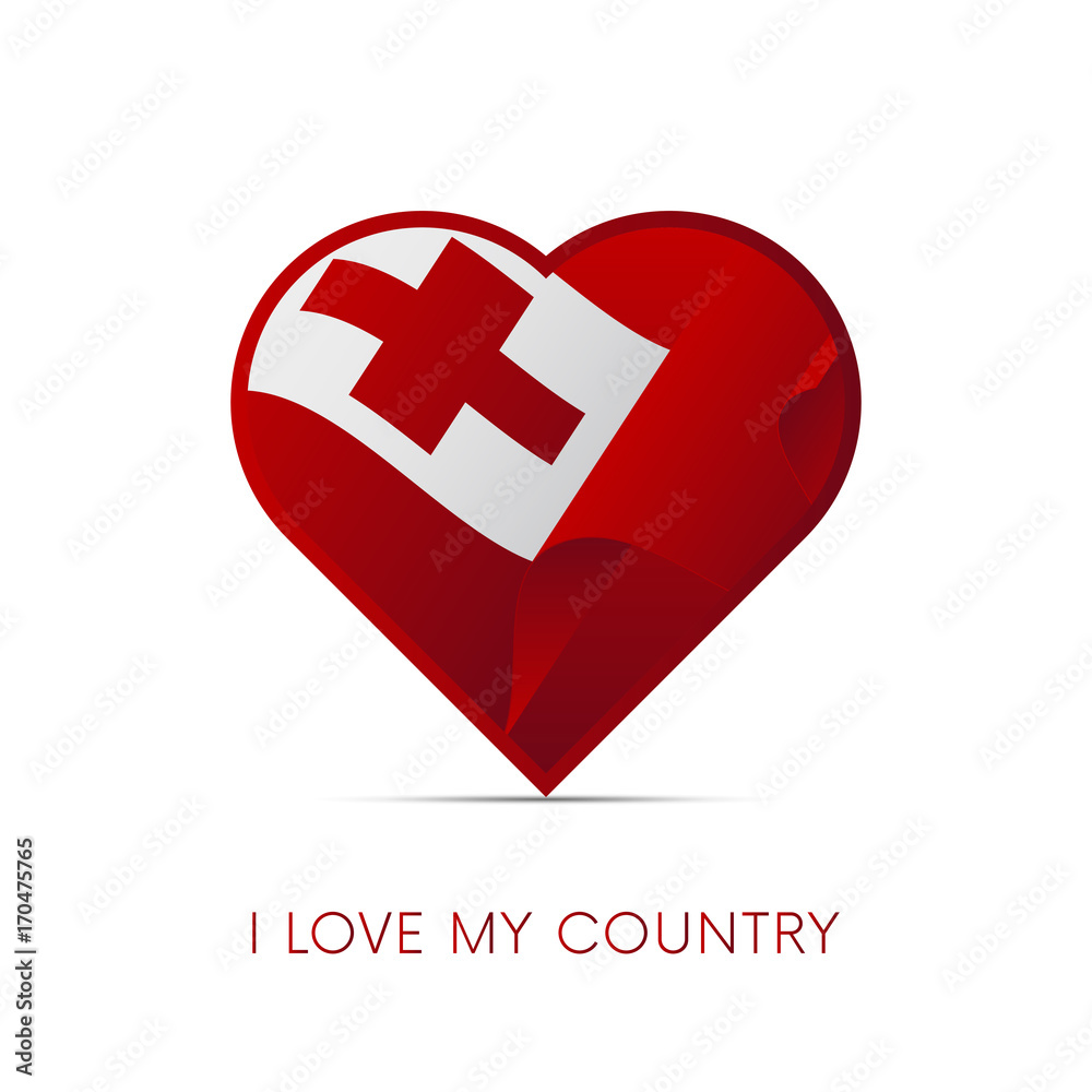 Fototapeta premium Tonga flag in heart. I love my country. sign. Vector illustration.