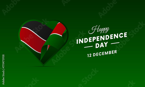 Banner or poster of Kenya independence day celebration. Waving flag. Vector illustration.