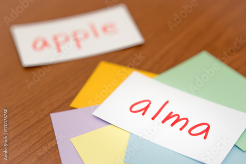 Hungarian and English; Learning New Language with Handwritten Flash Cards. Translation; Apple