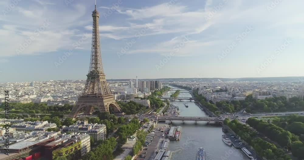 Paris Aerial Seine river Eiffel Tower