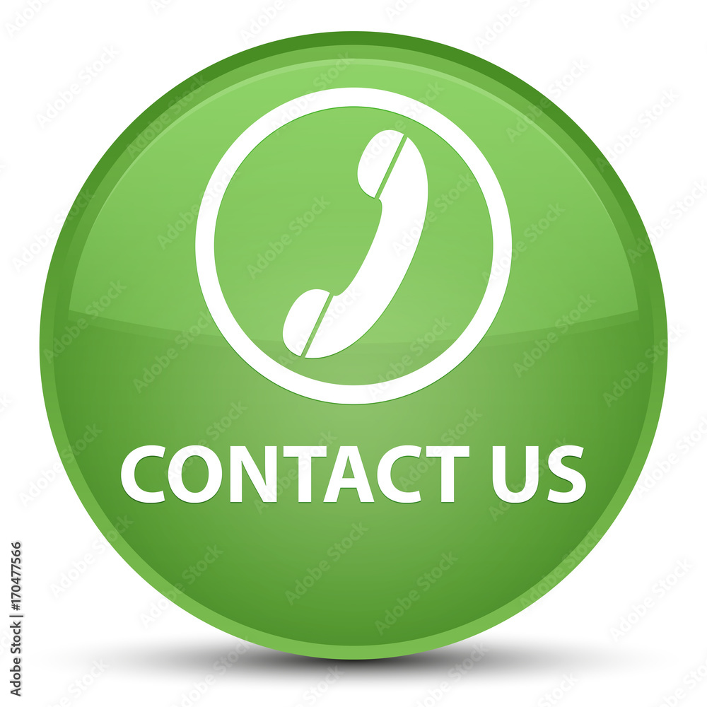 Contact us (phone icon) special soft green round button Contact us (phone icon) special soft green round button