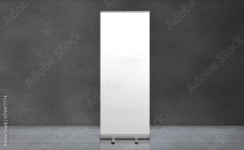 Roll up banner stand. Blank template mockup. Exhibition stand roll-up banner, isolated screen for you design.