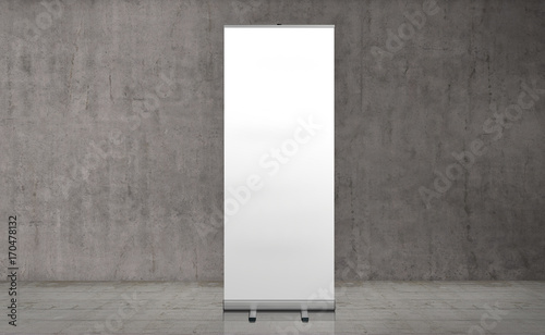 Roll up banner stand. Blank template mockup. Exhibition stand roll-up banner, isolated screen for you design.