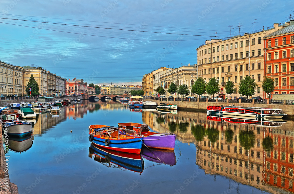Fontanka River in St. Petersburg at Anichkov Bridge