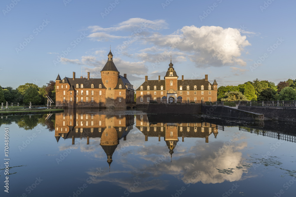 Beautiful reflection of Anholt castle in Isselburg, Germany Beautiful reflection of Anholt castle in Isselburg, Germany