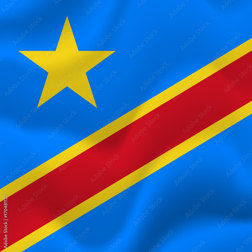 Democratic Republic of the Congo waving flag. Vector illustration.
