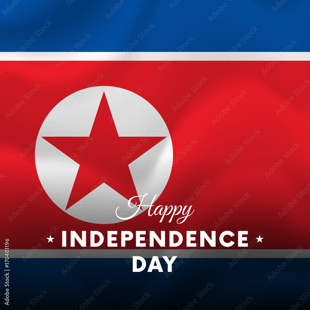 Banner or poster of North Korea independence day celebration. Waving flag. Vector illustration. Banner or poster of North Korea independence day celebration. Waving flag. Vector illustration.