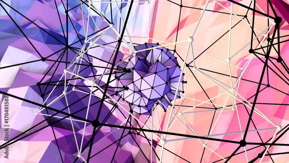 Soft geometric low poly motion background with pure blue red polygons ...