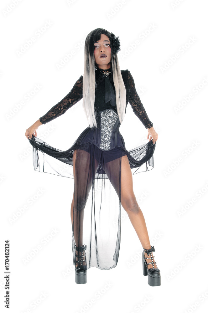 Beautiful woman in a black corset and heels Beautiful woman in a black corset and heels
