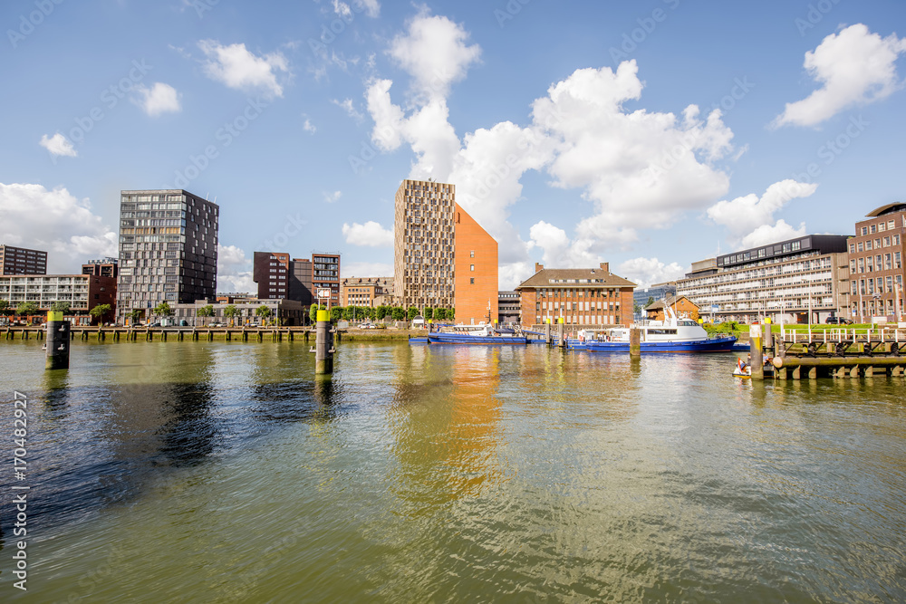 View on the modern residential district in Rotterdam city