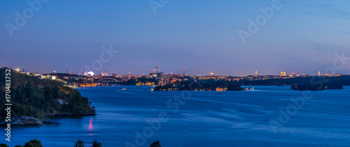 En storslagen vy över Stockholms inlopp sett från några utkiksplatser på Värmdö som fotats under några fina sommarkvällar photo