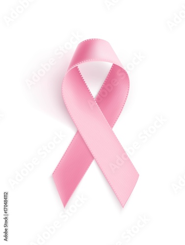 Breast Cancer Awareness Ribbon. Realistic pink ribbon, breast cancer awareness symbol, isolated on white. Vector illustration