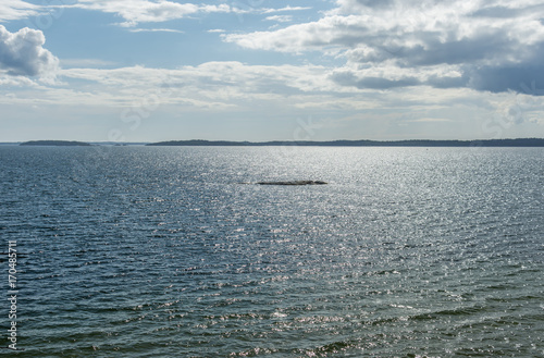Canvas Print Vacker utsikt över glänsande vatten i Stockholms skärgård och Nämdöfjärden sett