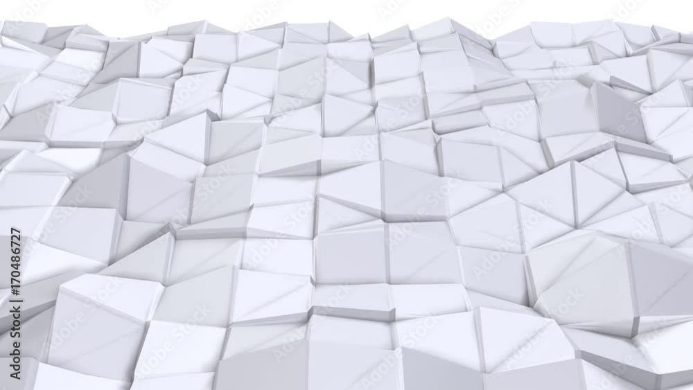 Simple low poly 3D surface as fashion background. Soft geometric low poly background of pure white grey polygons. 4K Full hd seamless loop background with copy space Simple low poly 3D surface as fashion background. Soft geometric low poly background of pure white grey polygons. 4K Full hd seamless loop background with copy space