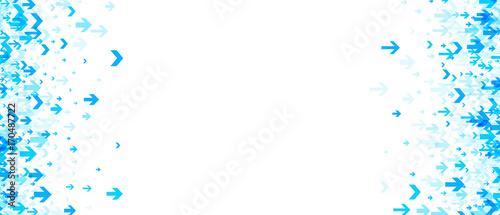 White banner with blue arrows.