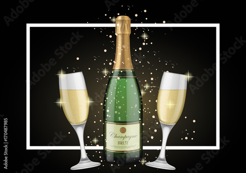 Bottle of Champagne and Goblets