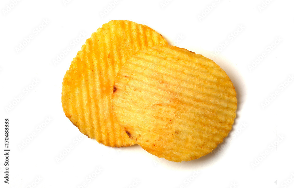 potato chips on a white background potato chips on a white background