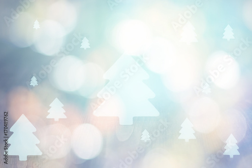 festive bokeh Christmas background with Christmas tree