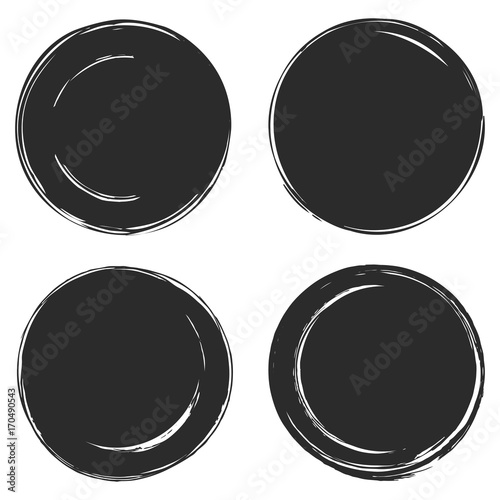Black blank template circle brush stroke backgrounds. Vector illustration.