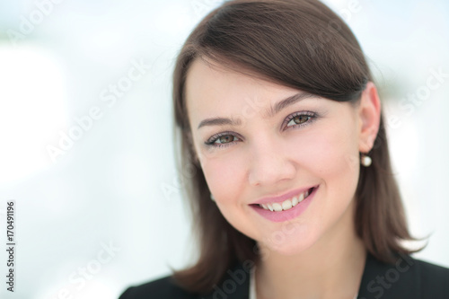 Close up portrait of a pretty young businesswoman