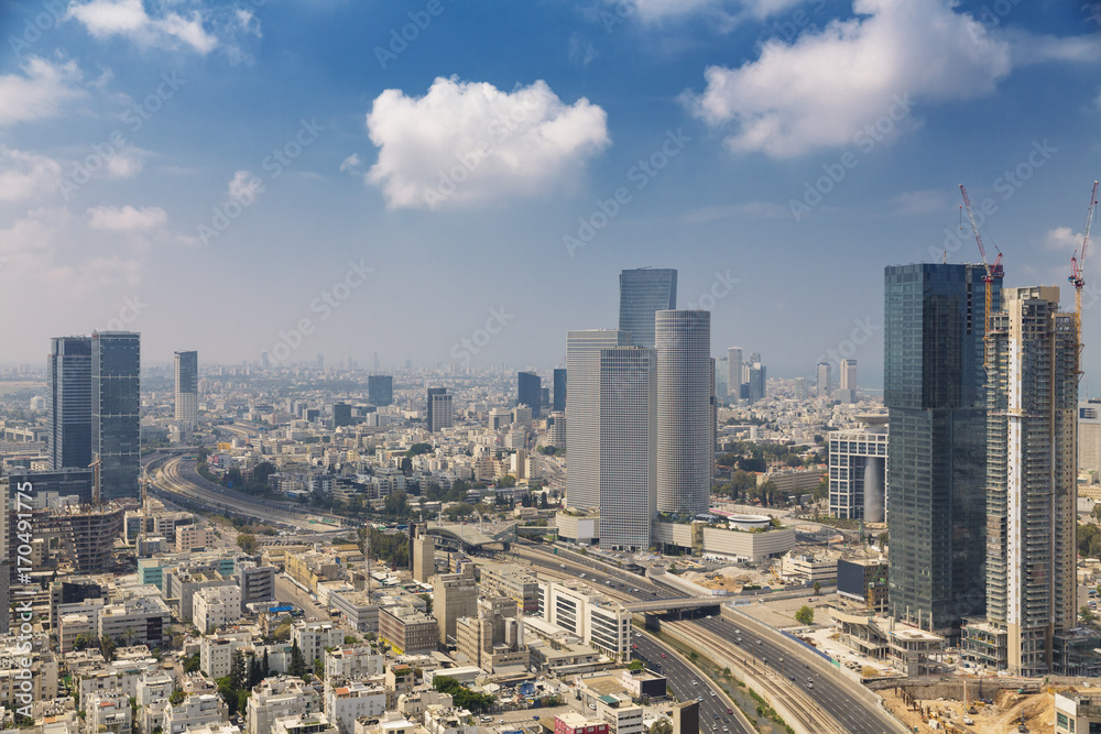 Tel Aviv Skyline at Sunny Summer Day