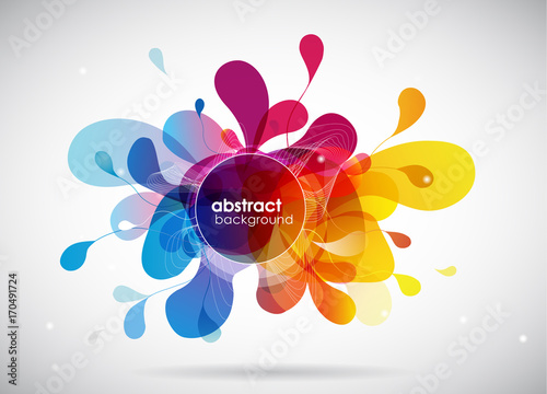 Abstract colored flower background with circles and brush strokes.