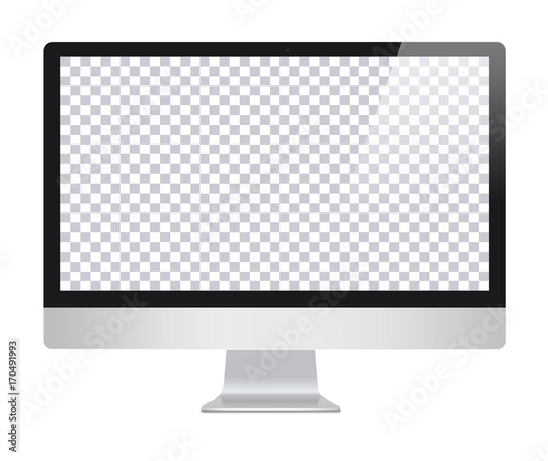 Monitor in imac style with blank screen, isolated on white background. Monitor with transparent monitor, screen. Monitor with blank screen isolated . Computer screen - vector illustration.Imac copy 
 photo