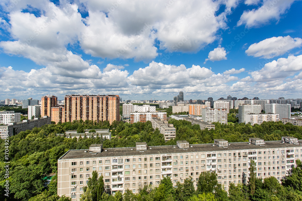 Moscow district Belyaevo. summer aerial view
