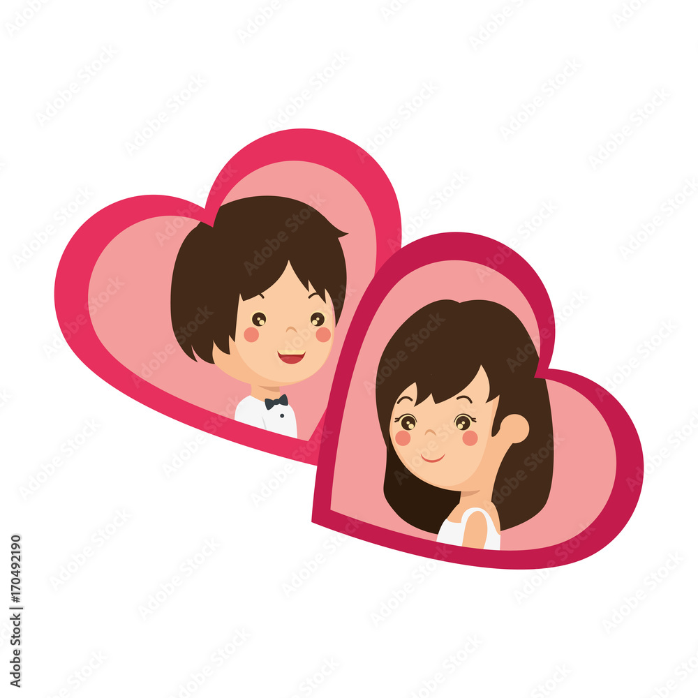 cute couple just married with heart vector illustration design cute couple just married with heart vector illustration design