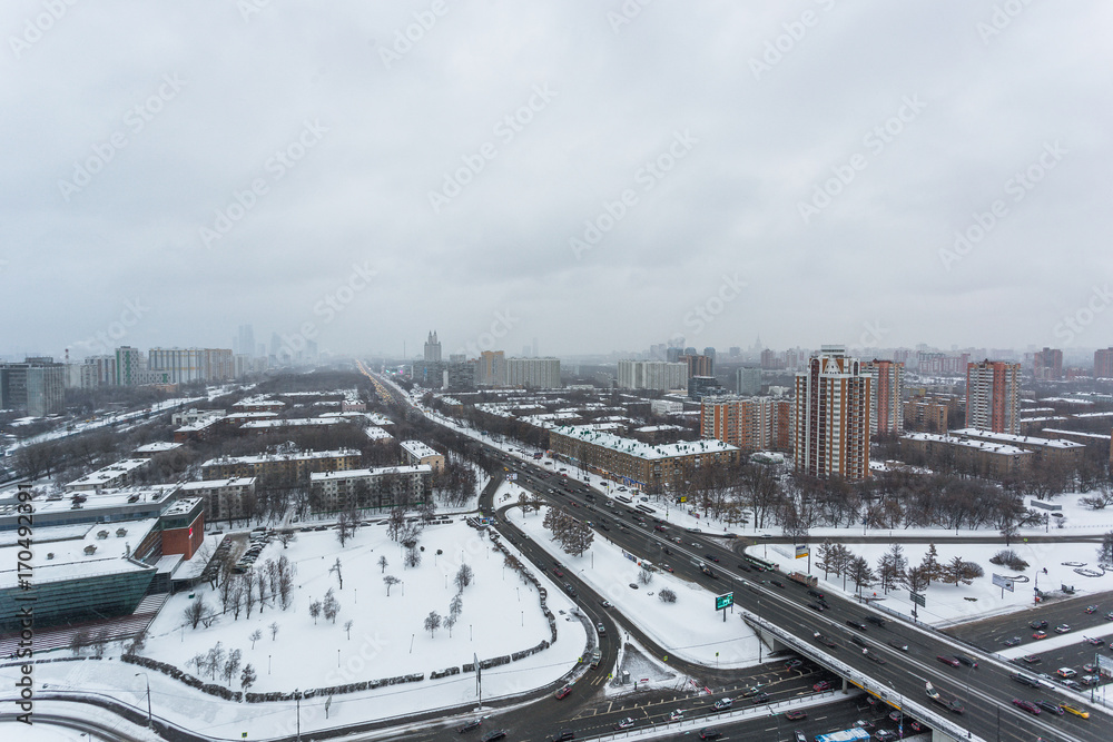 Fototapeta premium Moscow district Kuntsevo. winter aerial view