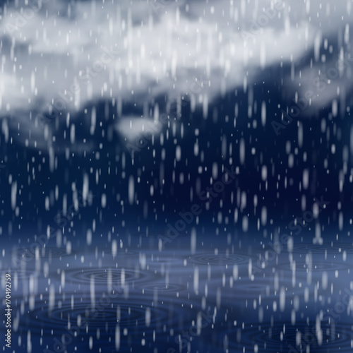 Background with rain and clouds. Rainy weather. Abstract vector Illustration