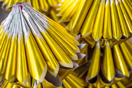 Chinese Joss paper Gold and silver paper for worship in Chinese culture photo