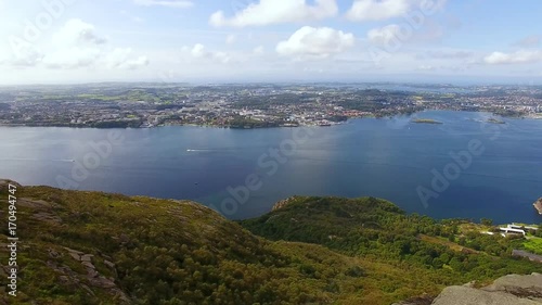 Seascape view from the top of Mount Dalsnuten in Norway at summer time photo