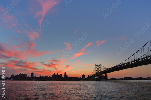 Ben Franklin bridge and Philadelphia skyline photo