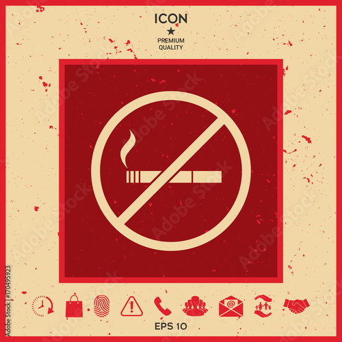 No smoking, smoking ban icon. Cigarette - prohibiting sign