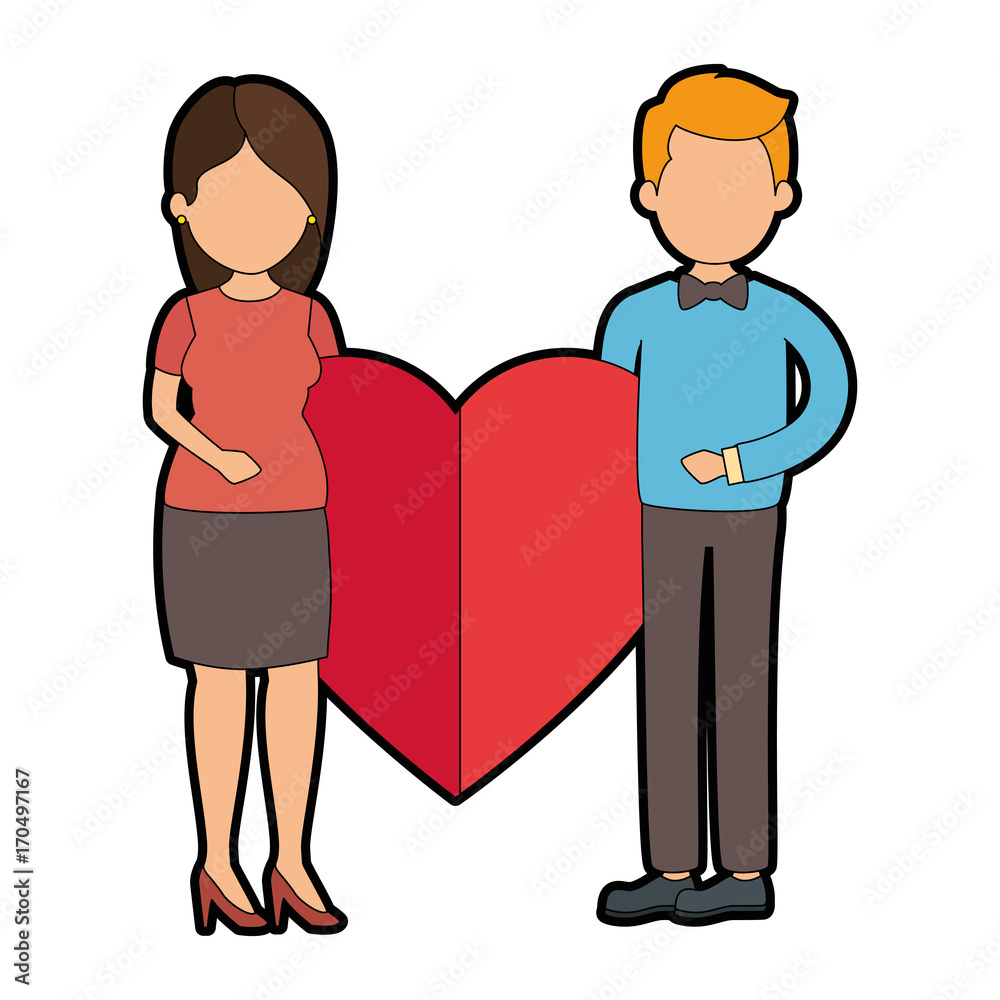 Obraz premium cute couple in love with heart vector illustration design