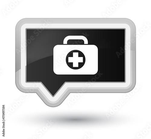 First aid kit bag icon prime black banner button