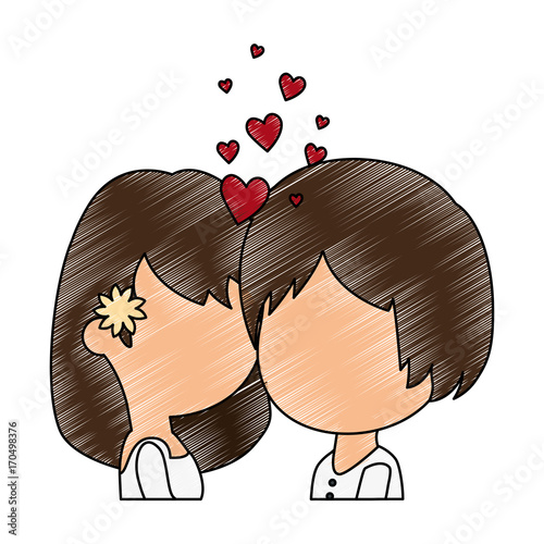 cute couple just married with heart vector illustration design