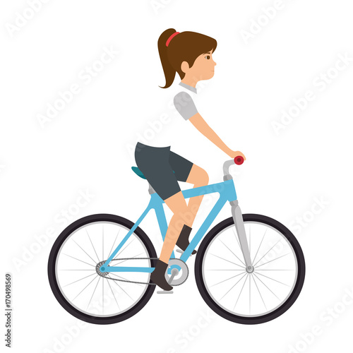 Fototapeta Naklejka Na Ścianę i Meble -  woman cyclist riding a bicycle vector illustration design