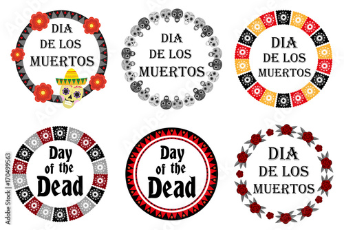 Day of the dead holiday in Mexico seamless pattern with sugar skulls. Skeleton endless background. Dia de Muertos repeating texture. Vector illustration