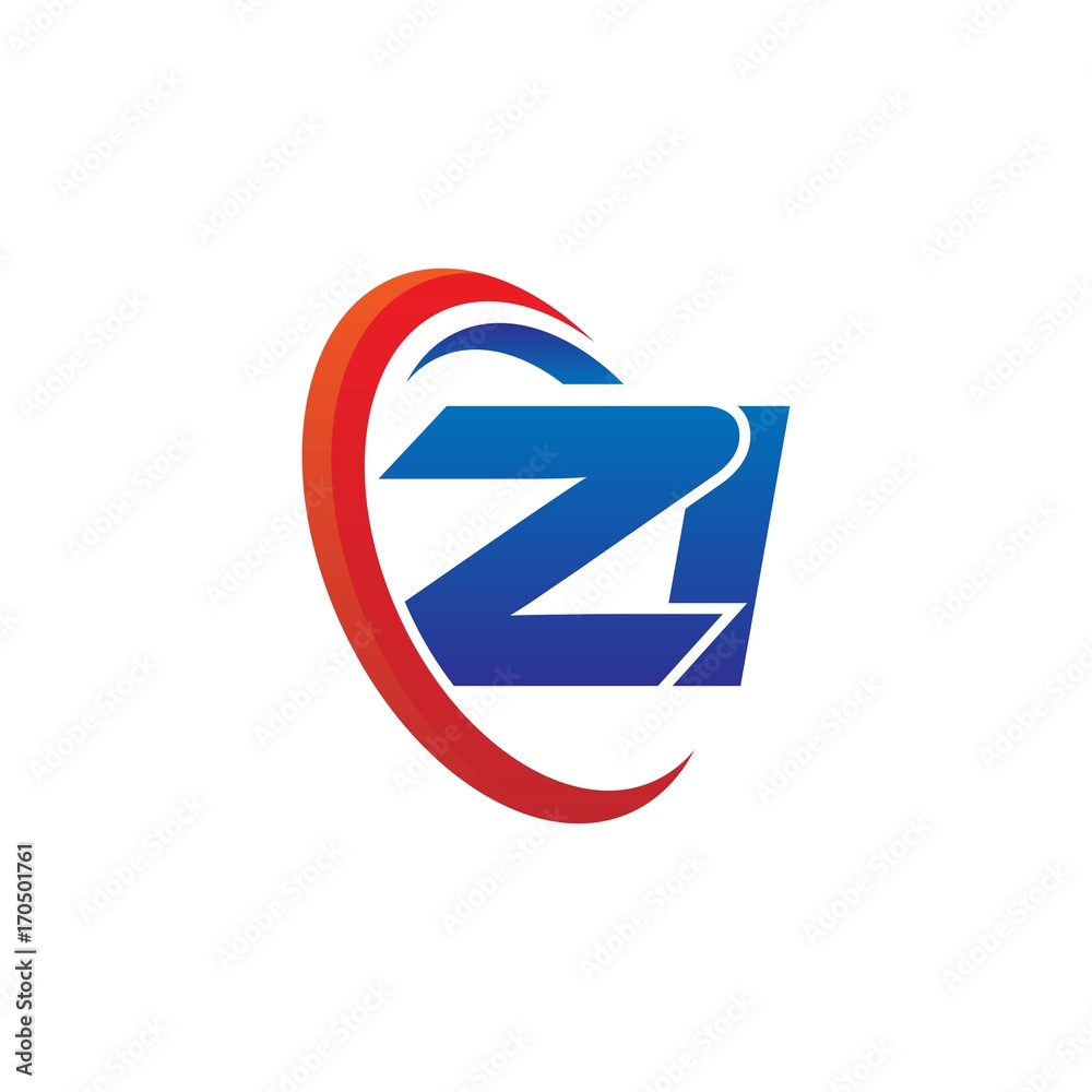 modern dynamic vector initial letters logo zi with circle swoosh red blue modern dynamic vector initial letters logo zi with circle swoosh red blue